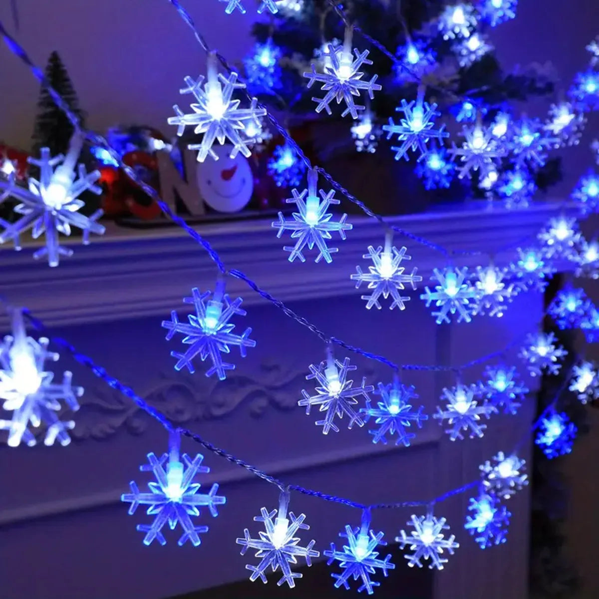 Luces LED Navideñas copos de nieve