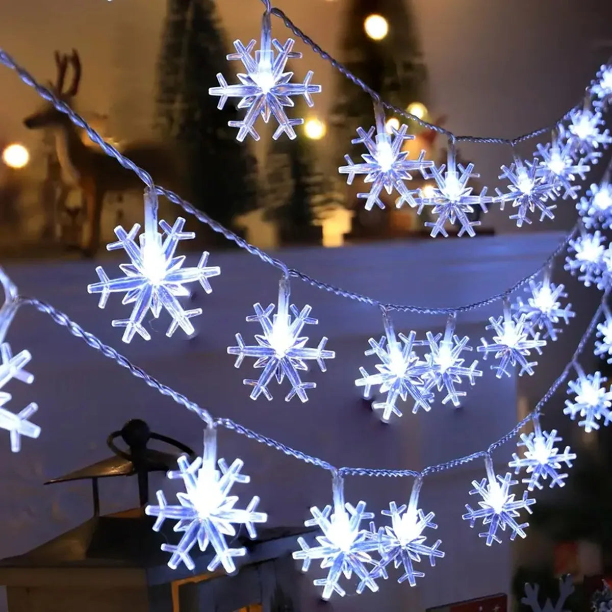 Luces LED Navideñas copos de nieve