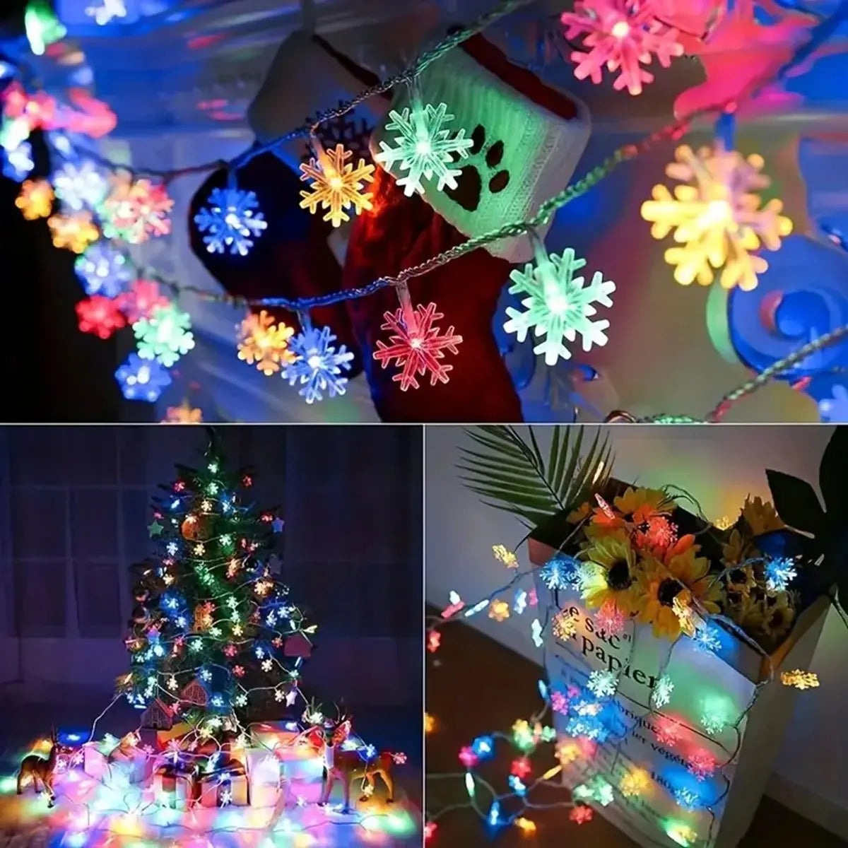 Luces LED Navideñas copos de nieve