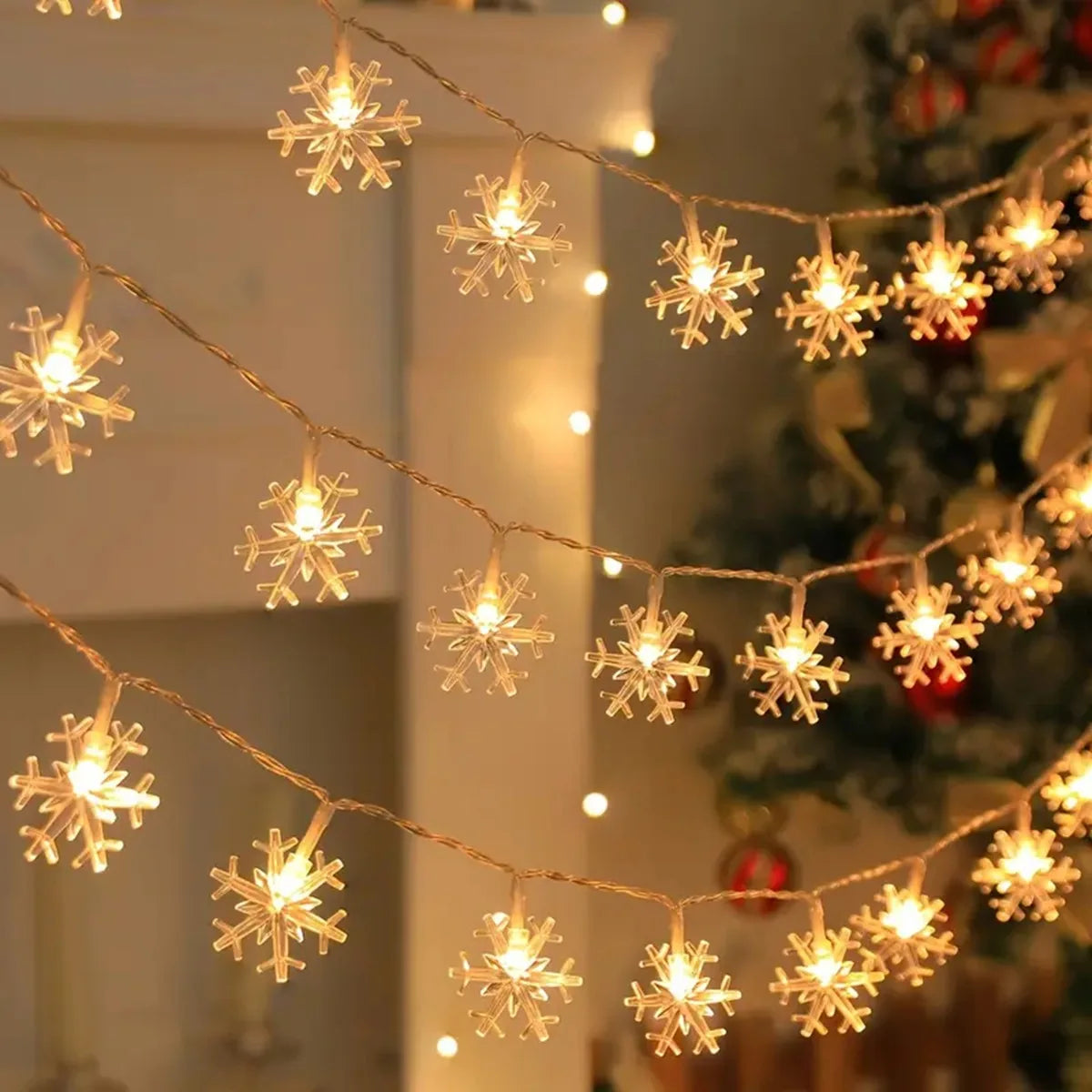 Luces LED Navideñas copos de nieve