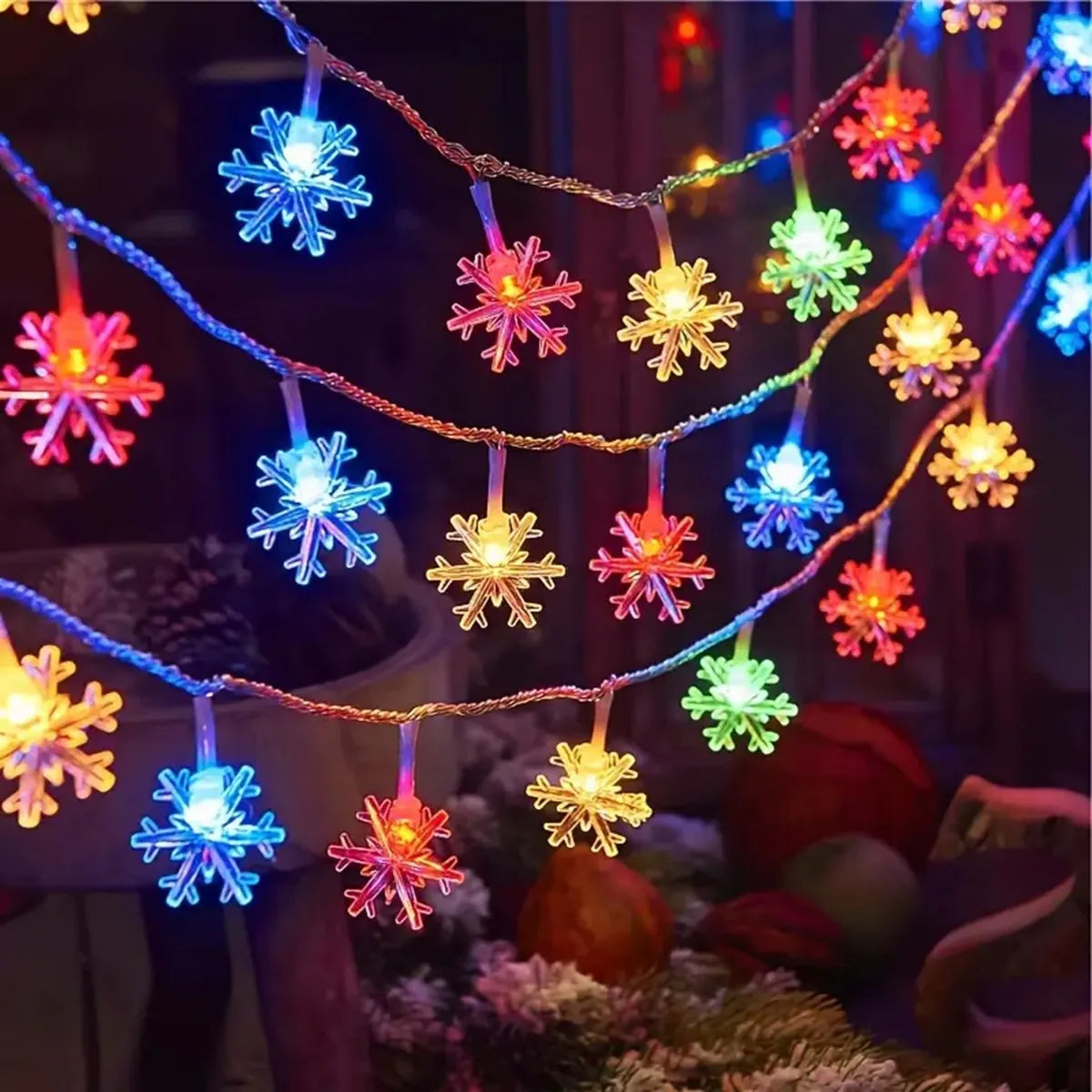 Luces LED Navideñas copos de nieve